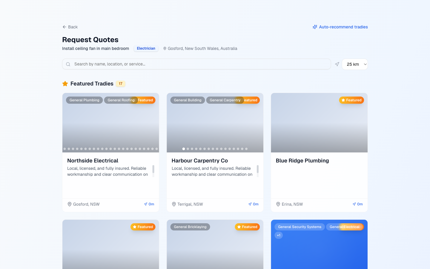 Quote request selection