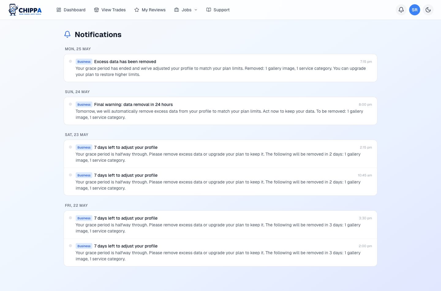 Notification center