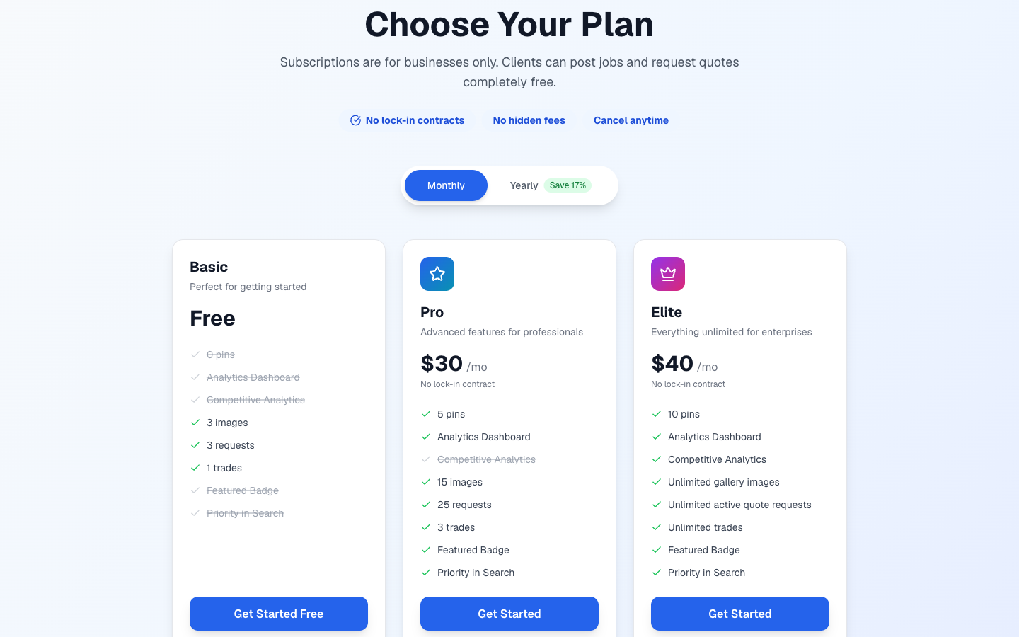 Subscription plans and limits